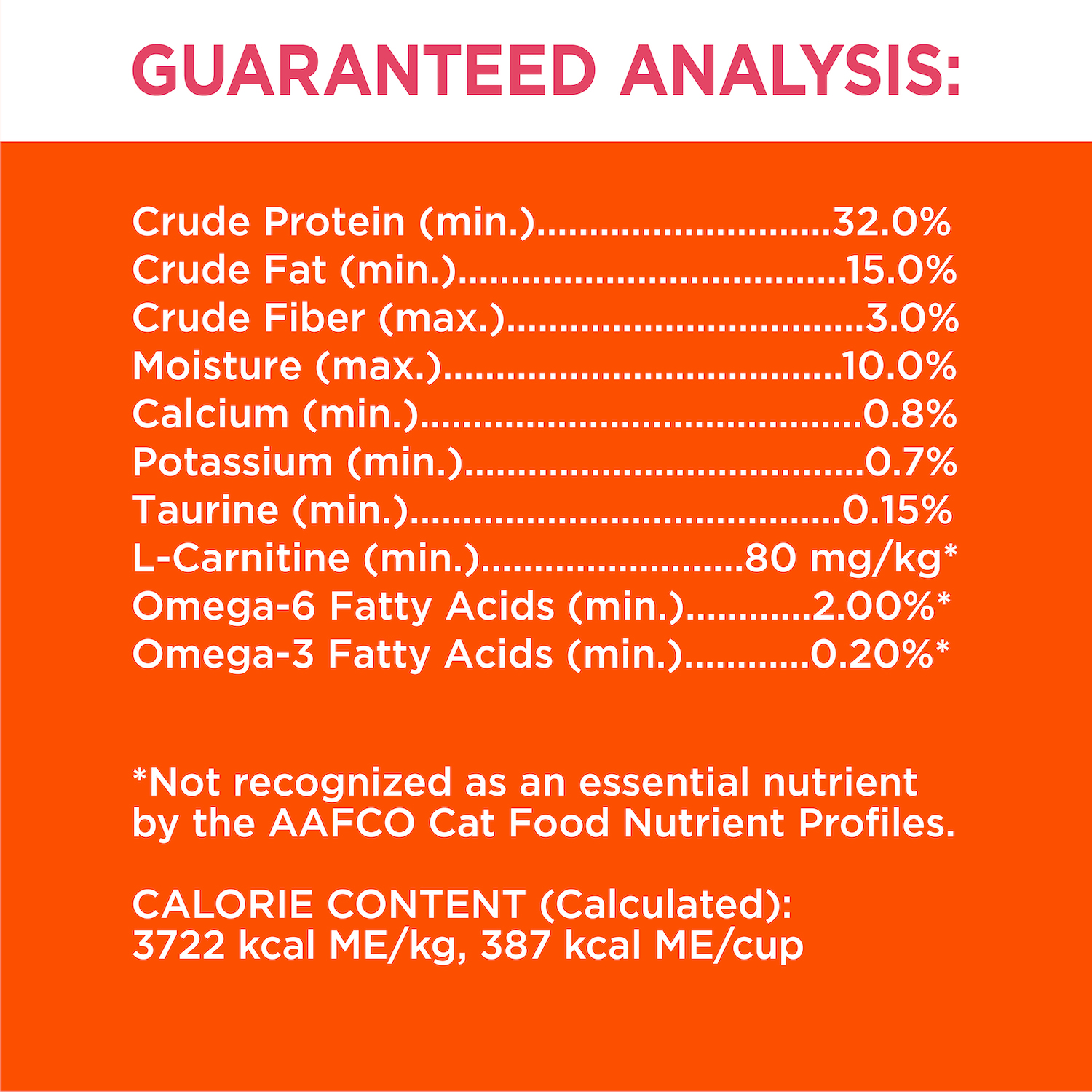 IAMS™ PROACTIVE HEALTH™ Healthy Adult Dry Cat Food with Salmon guaranteed analysis image