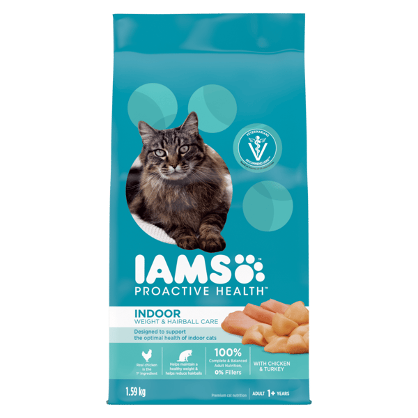 IAMS™ PROACTIVE HEALTH™ INDOOR WEIGHT & HAIRBALL CARE CHICKEN & TURKEY ADULT DRY CAT FOOD image 1