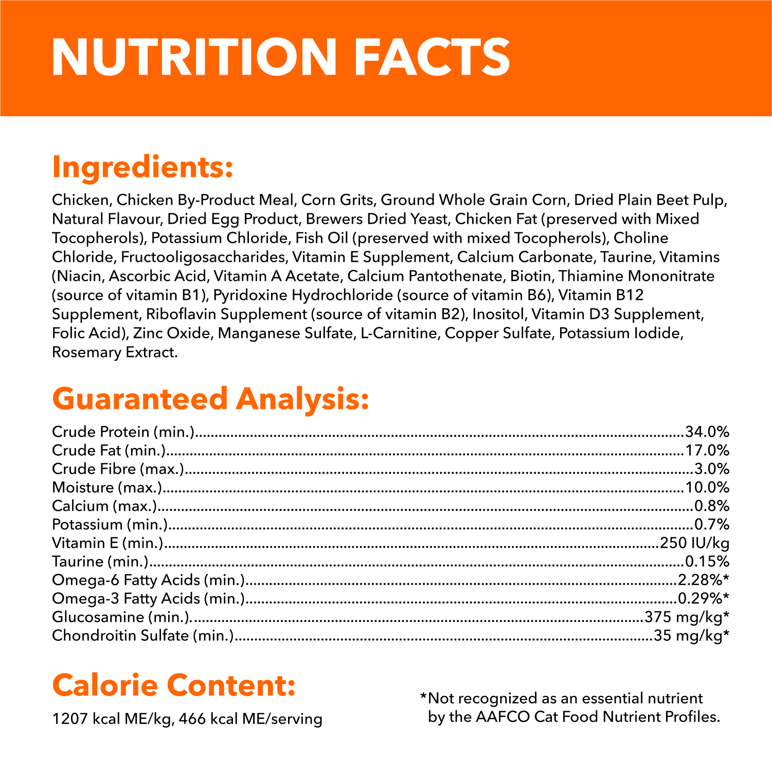 IAMS™ Healthy Senior Dry Cat Food with Chicken guaranteed analysis image