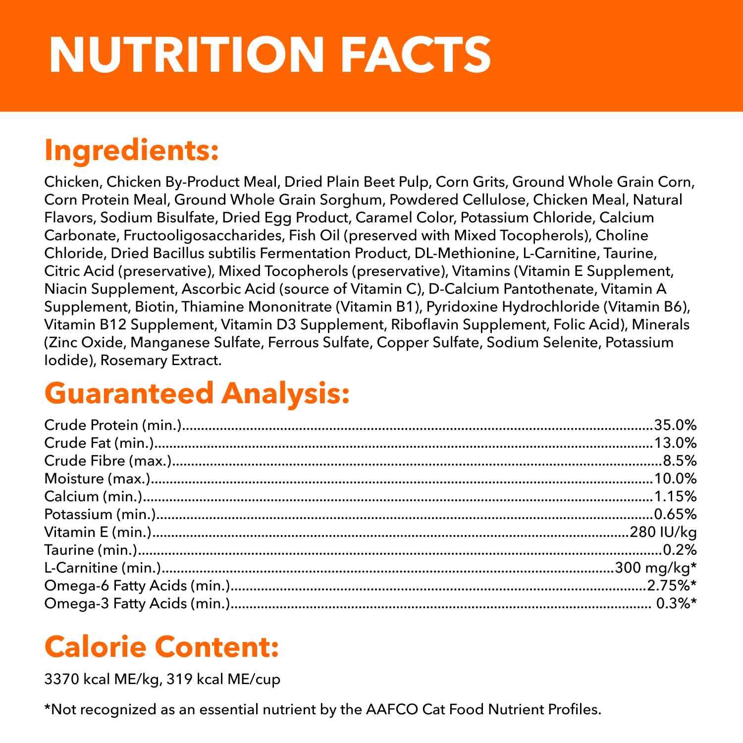 IAMS™ PROACTIVE HEALTH™ Healthy Weight Adult Dry Cat Food with Chicken guaranteed analysis image