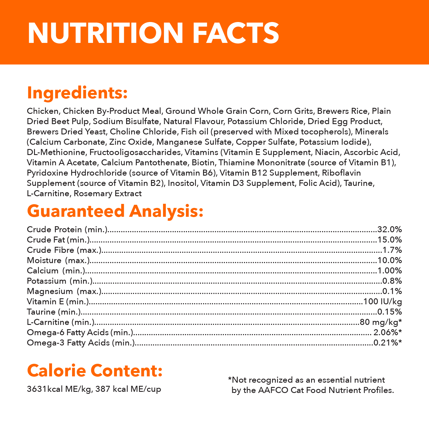 IAMS™ PROACTIVE HEALTH™ Urinary Tract Health with Chicken guaranteed analysis image