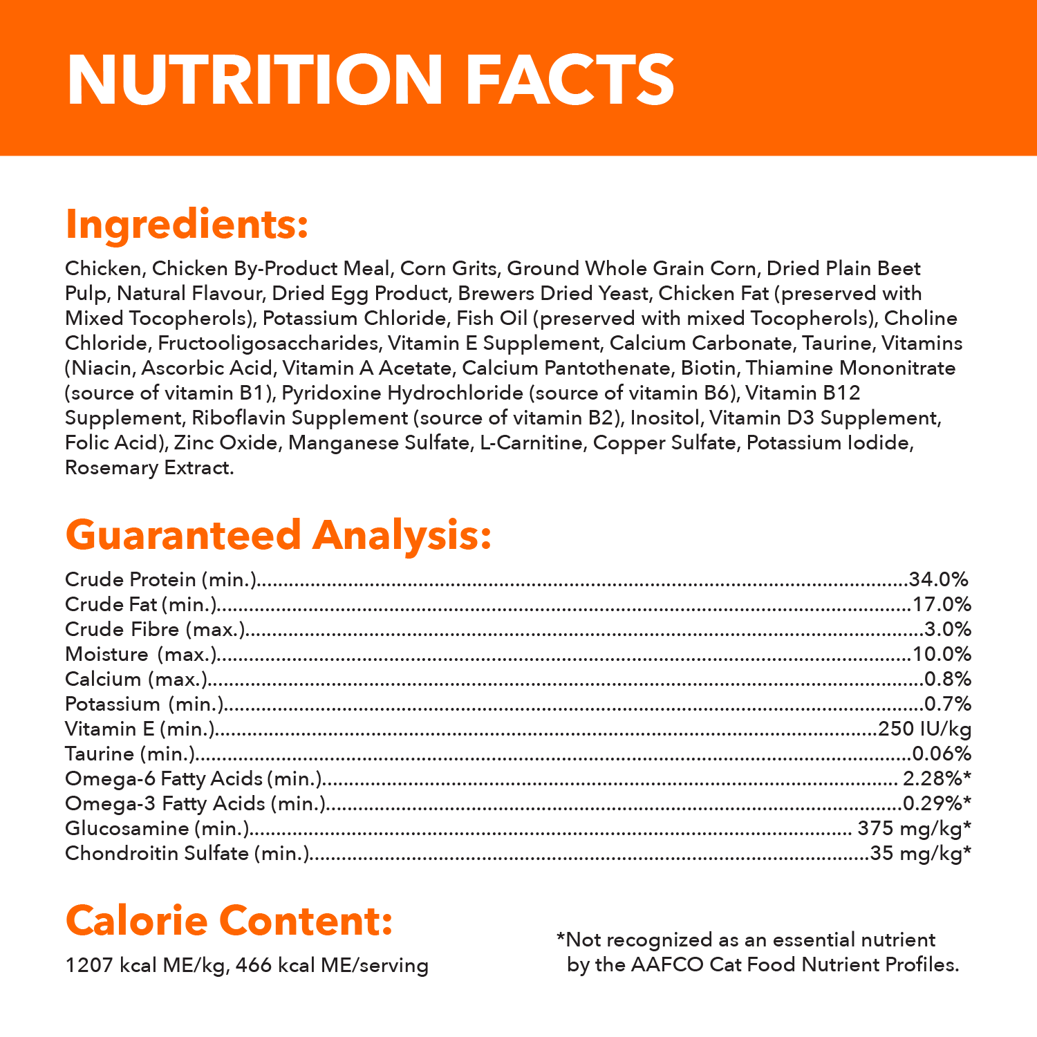 IAMS™ Healthy Senior Dry Cat Food with Chicken guaranteed analysis image
