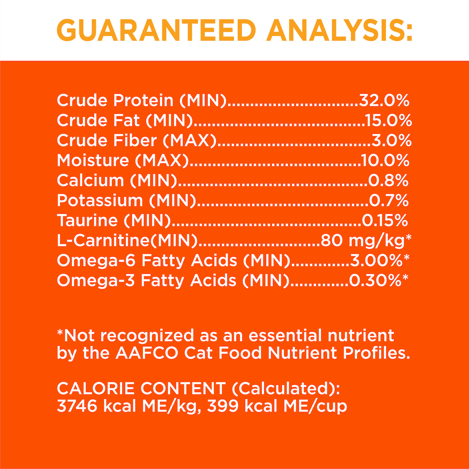 IAMS™ PROACTIVE HEALTH™ Healthy Adult Dry Cat Food Chicken guaranteed analysis image