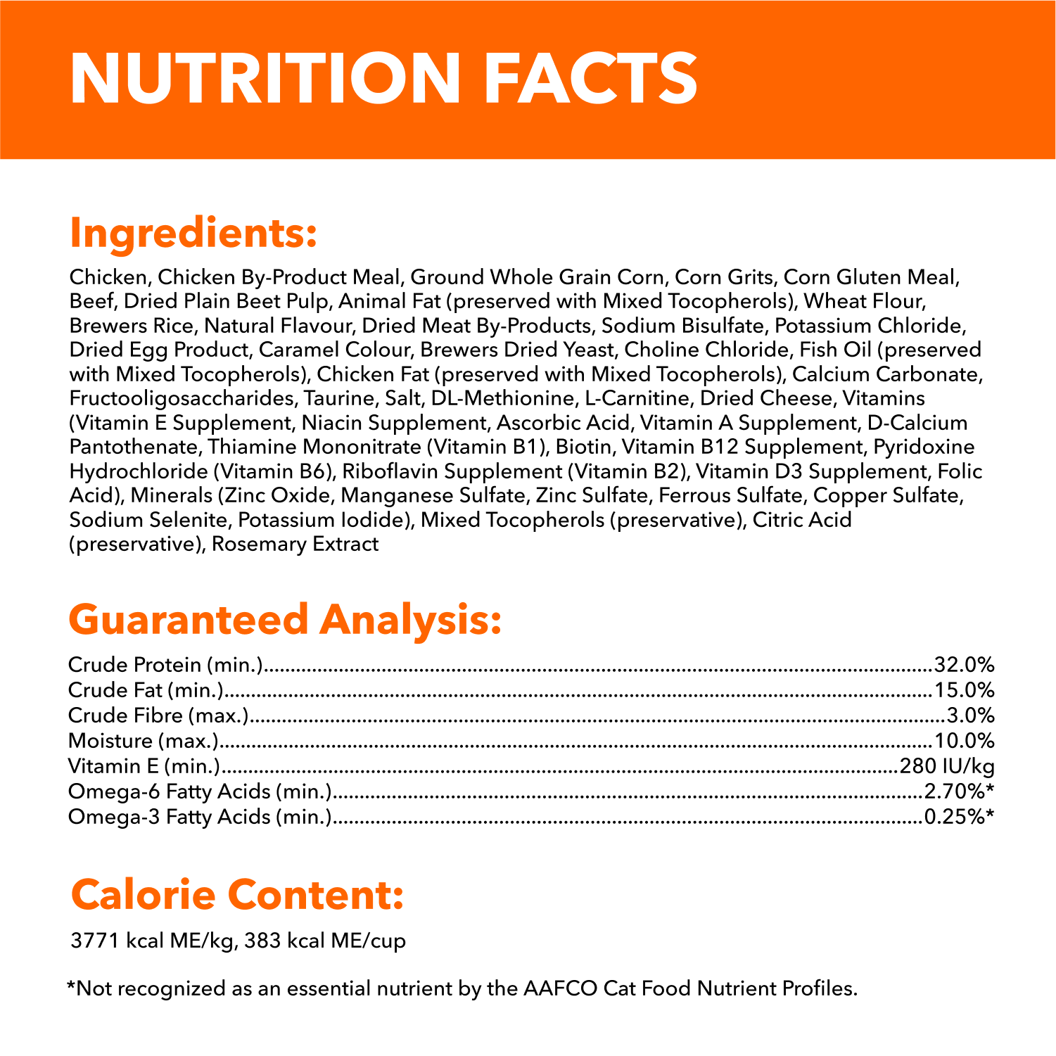 IAMS PROACTIVE HEALTH HEALTHY ENJOYMENT Adult Dry Cat Food Chicken & Beef Recipe guaranteed analysis image