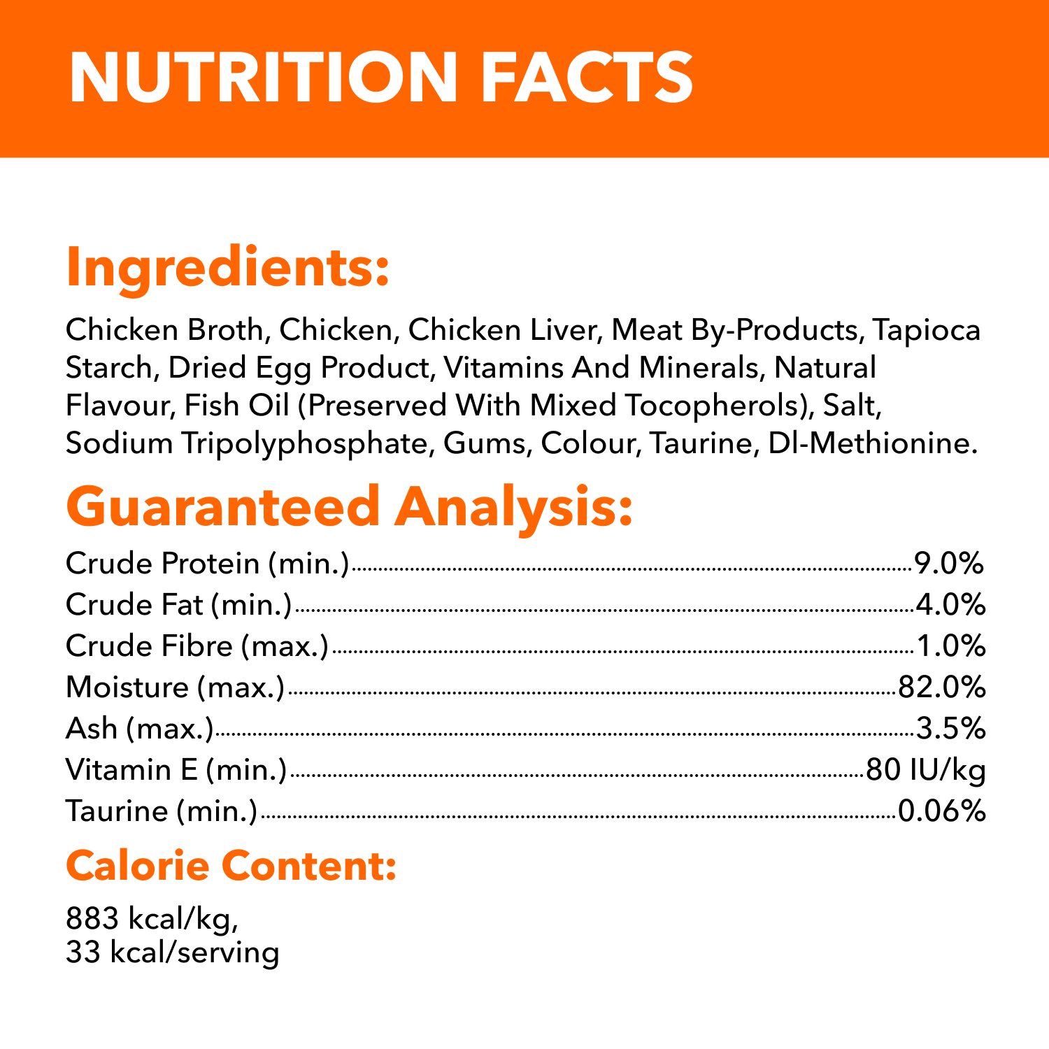 IAMS™ PERFECT PORTIONS™ Adult Wet Cat Food Chicken Cuts in Gravy guaranteed analysis image