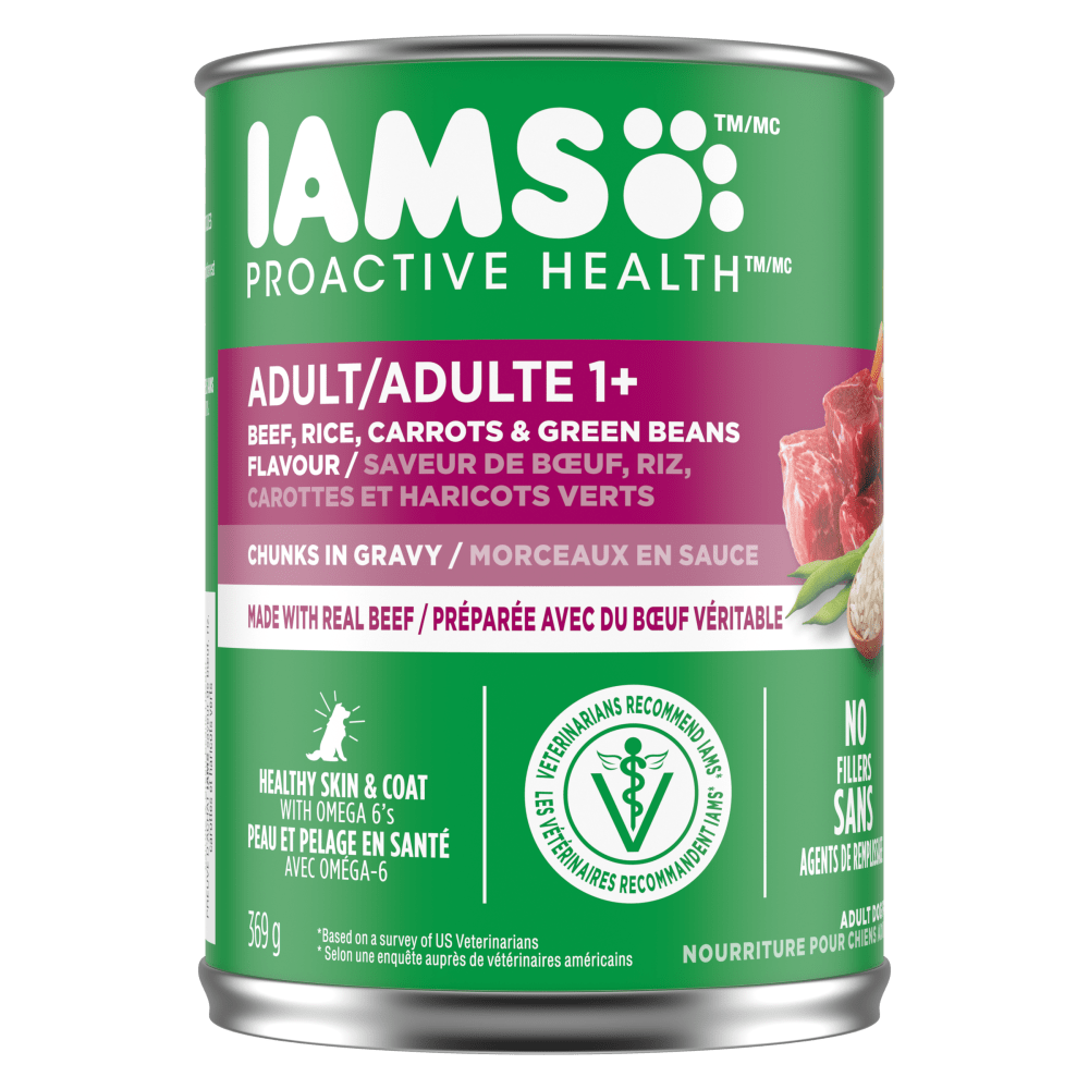 IAMS™ PROACTIVE HEALTH™ Adult Wet Dog Food Beef, Rice, Carrots & Green Beans Flavour Chunks in Gravy image 1