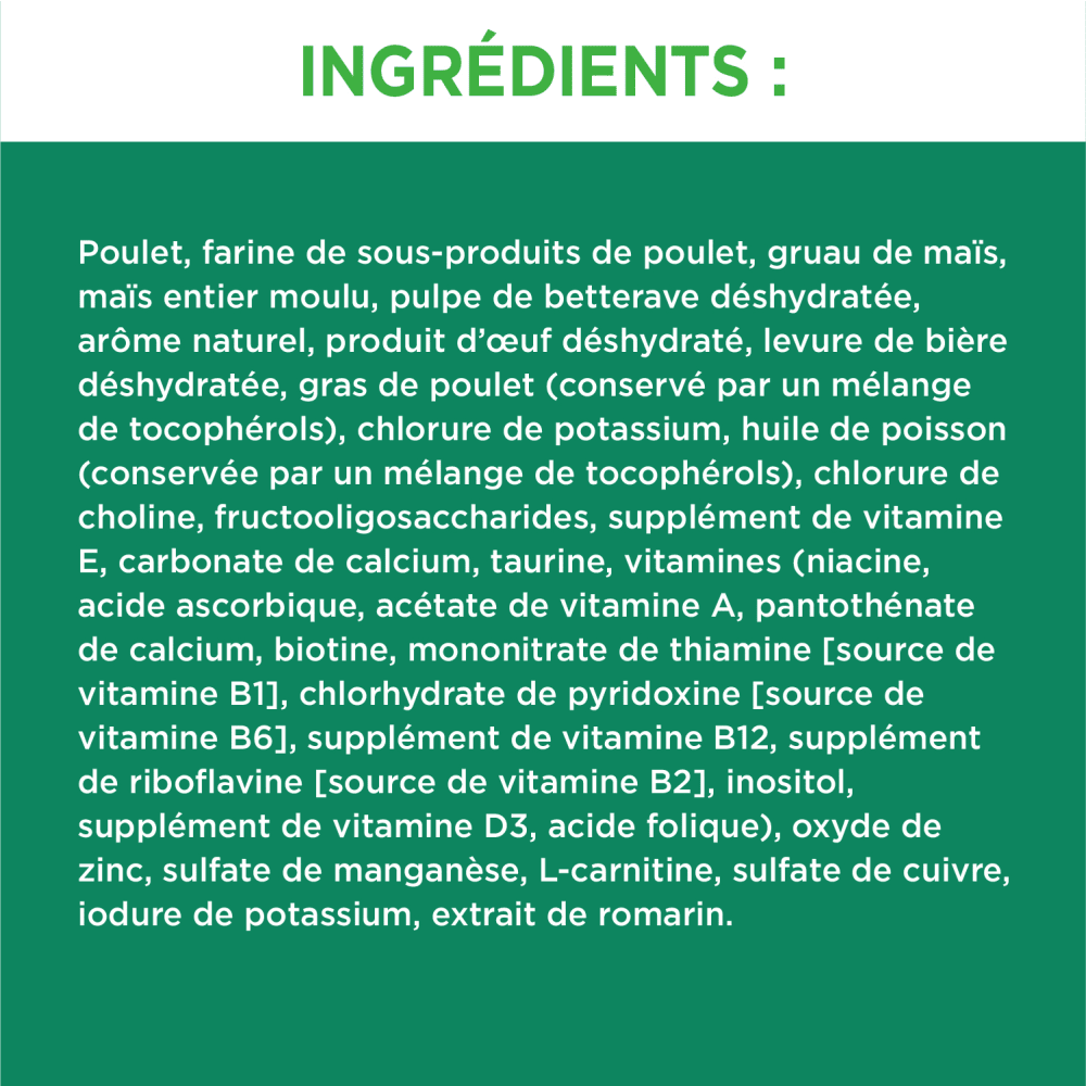 NOURRITURE SÈCHE POUR CHAT ÂGÉ EN SANTÉ IAMS(MC) AVEC POULET ingredients image