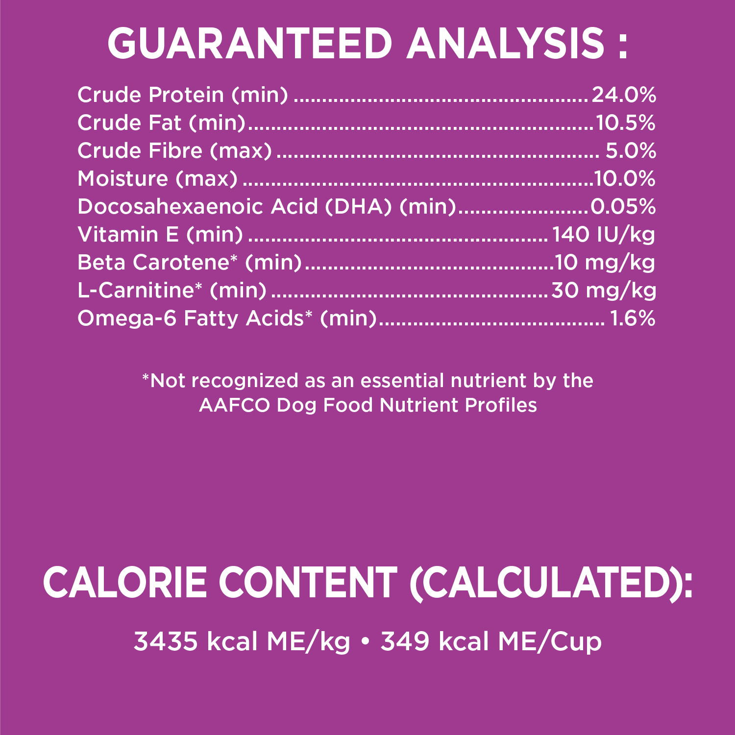 IAMS™ HEALTHY AGING™ Adult Dry Dog Food guaranteed analysis image