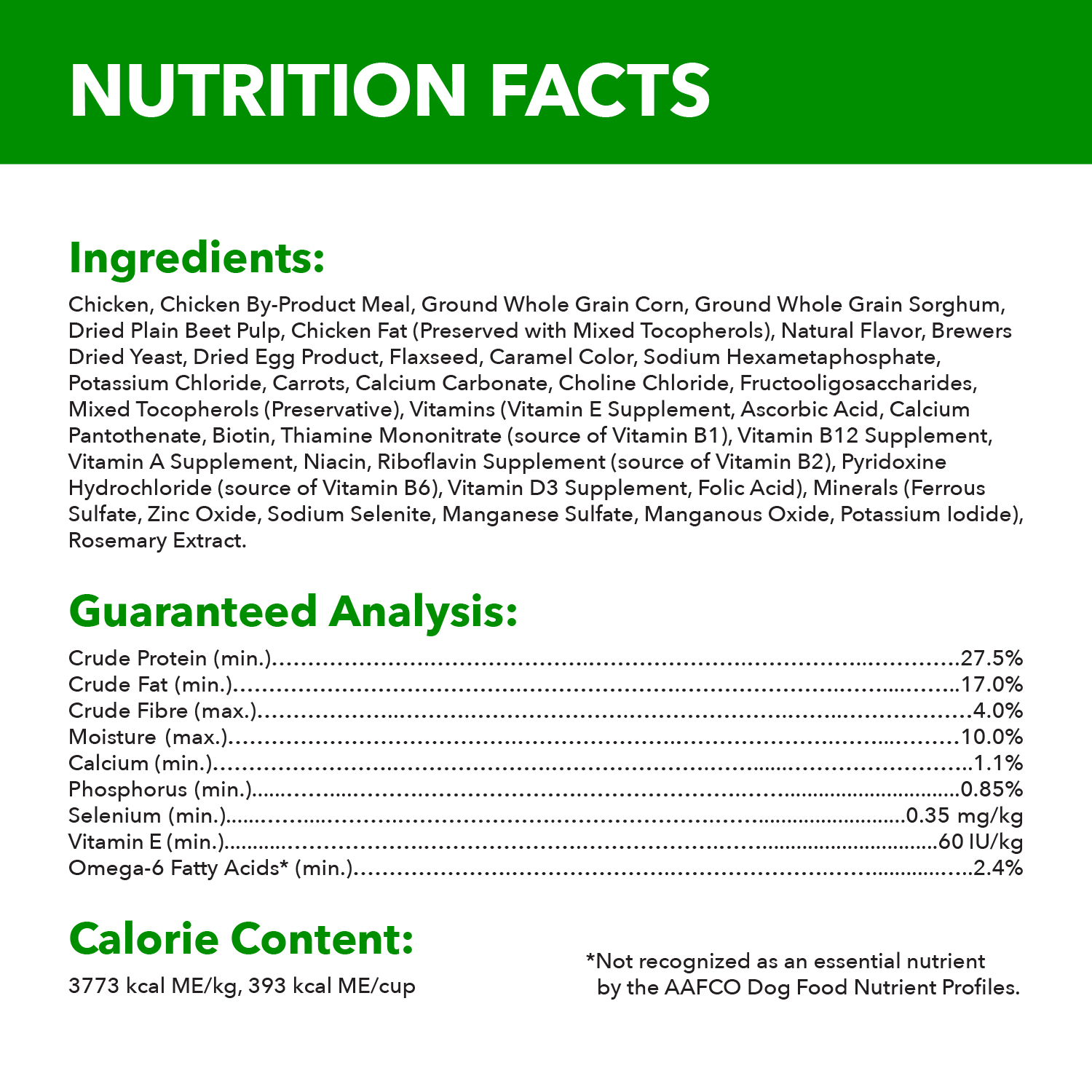 IAMS™ Adult Small Breed Dry Dog Food guaranteed analysis image