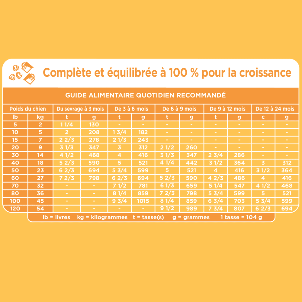 NOURRITURE SÈCHE POUR CHIOTS DE GRANDE RACE IAMS(MC) feeding guidelines image
