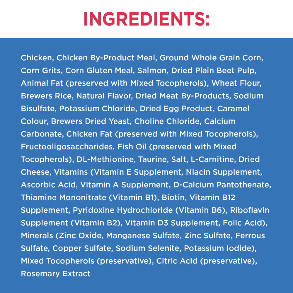 IAMS PROACTIVE HEALTH HEALTHY ENJOYMENT Adult Dry Cat Food Chicken & Salmon Recipe, 2.72kg Bag ingredients image
