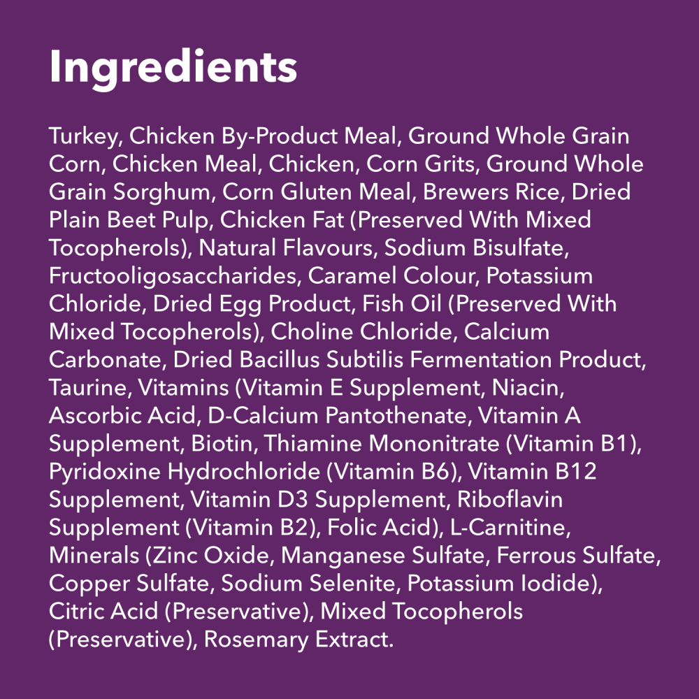 IAMS™ ADVANCED HEALTH™ HEALTHY DIGESTION Turkey & Chicken Recipe ingredients image