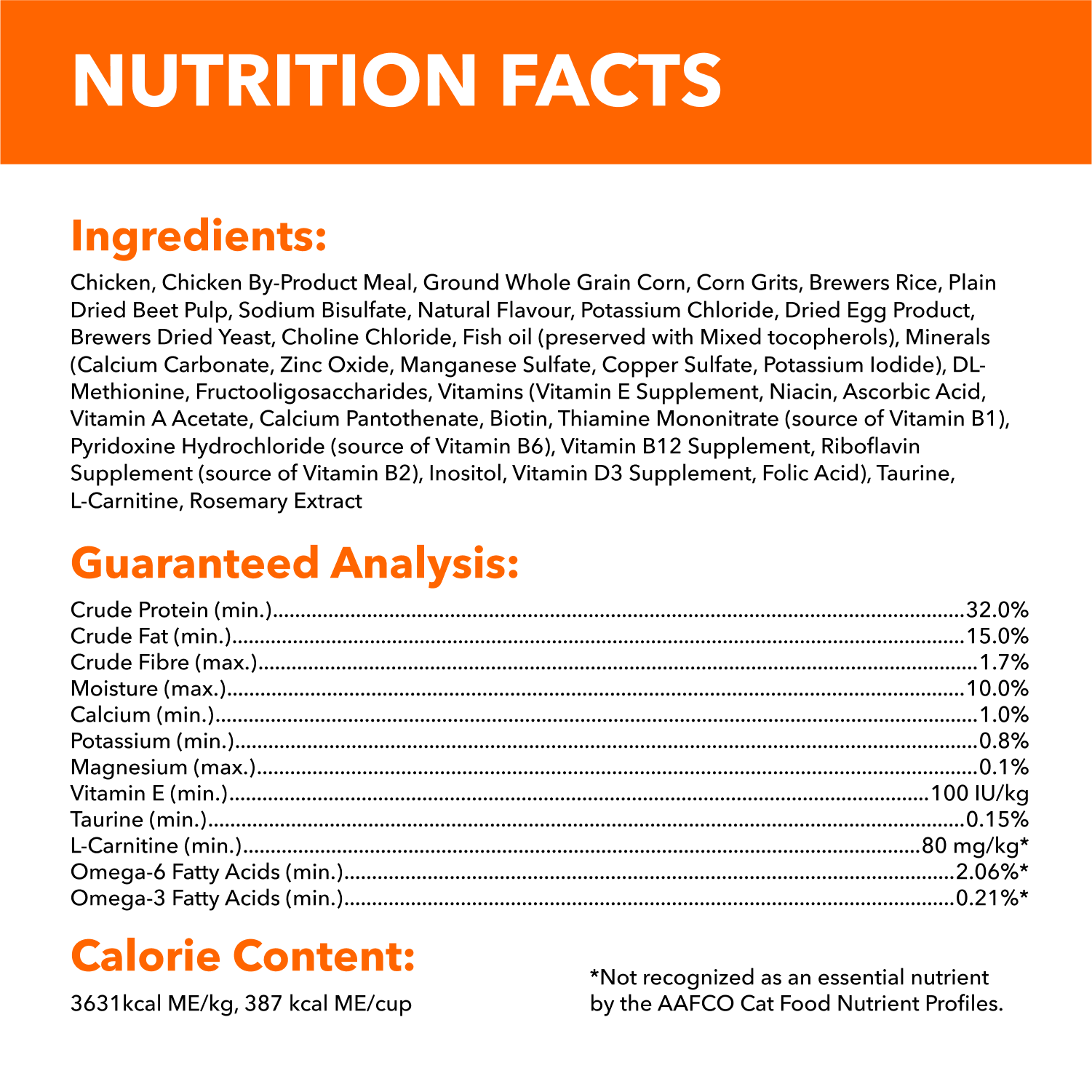 IAMS™ PROACTIVE HEALTH™ Urinary Tract Health with Chicken guaranteed analysis image