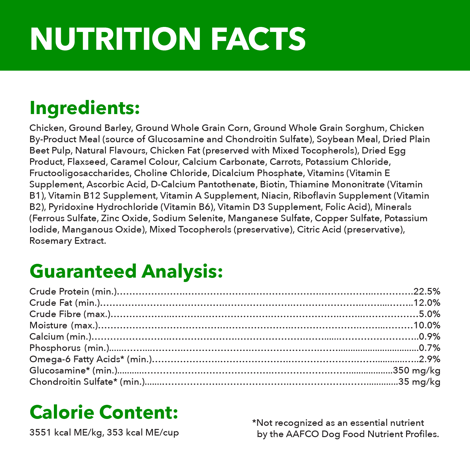 IAMS™ ADULT LARGE BREED DRY DOG FOOD CHICKEN & WHOLE GRAINS guaranteed analysis image