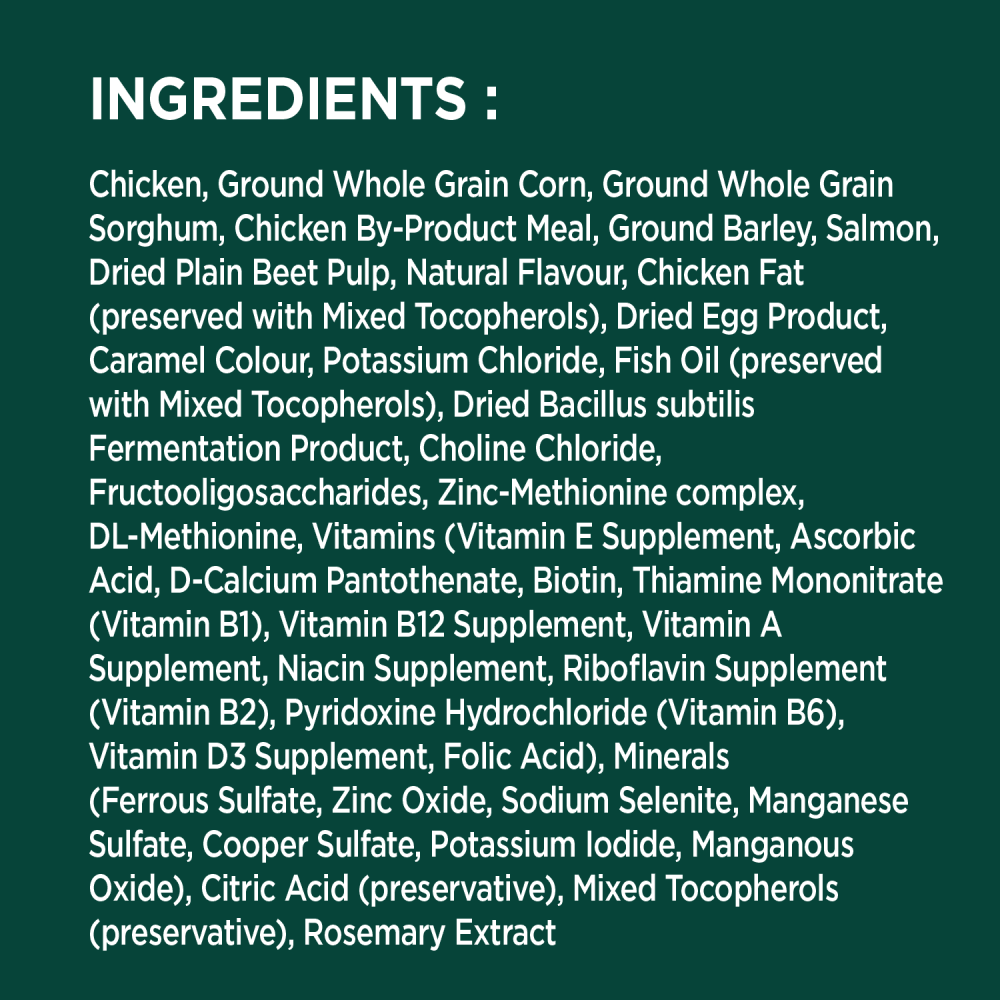 IAMS ADVANCED HEALTH SKIN & COAT Adult Dry Dog Food Chicken & Salmon Recipe, 2.72kg Bag ingredients image
