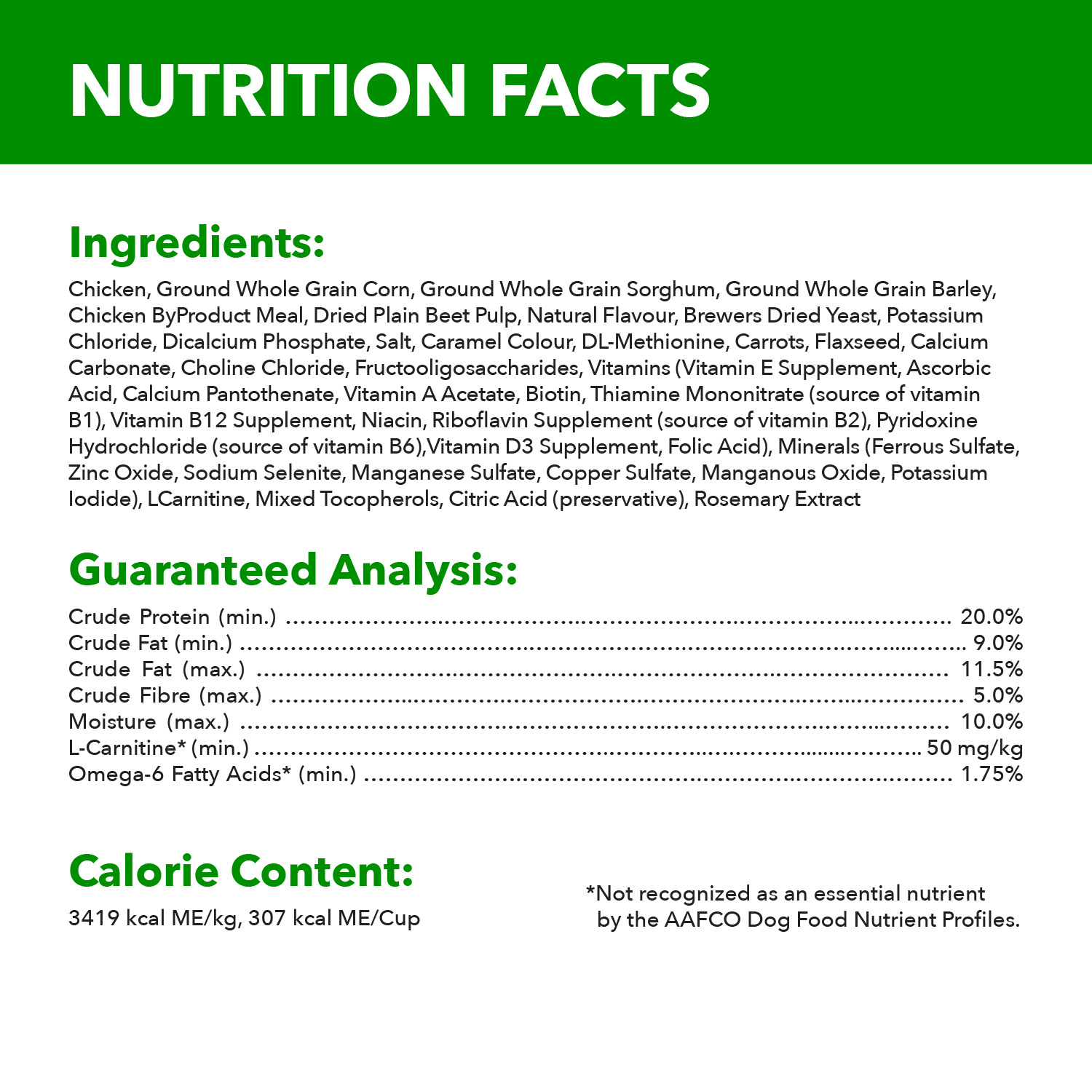 IAMS™ PROACTIVE HEALTH™ HEALTHY WEIGHT CHICKEN guaranteed analysis image