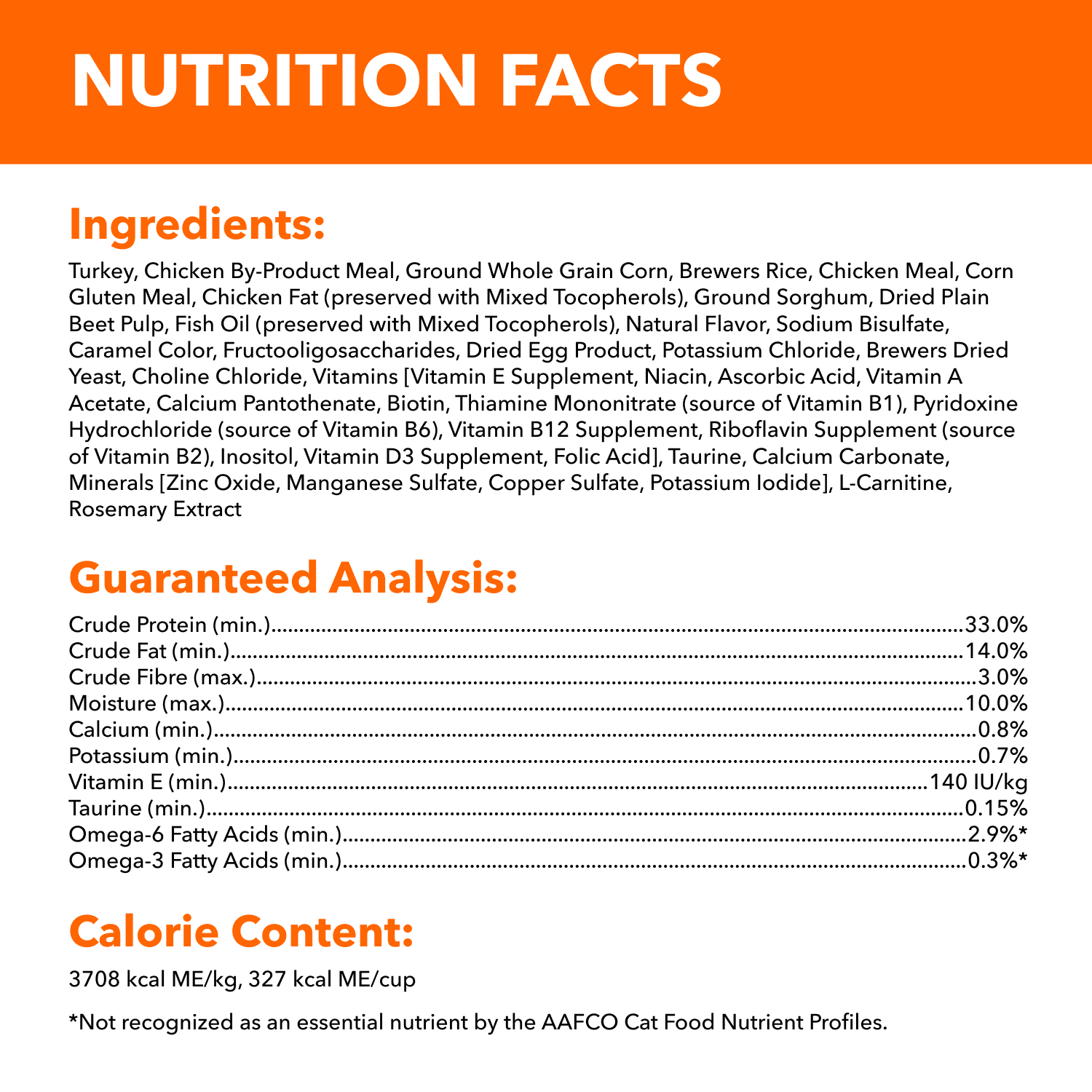 IAMS™ PROACTIVE HEALTH™ Healthy Digestion & Skin Cat Food guaranteed analysis image